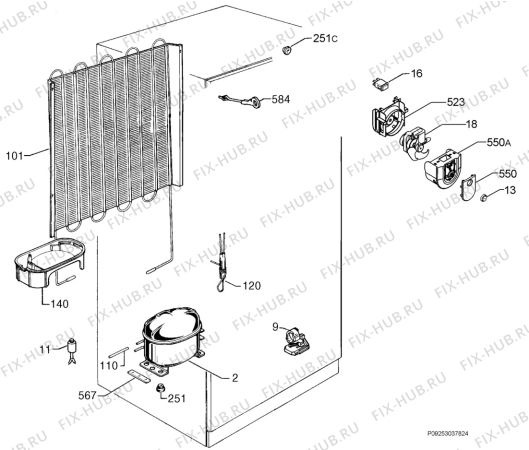 Взрыв-схема холодильника Rex Electrolux RRD34396W - Схема узла Cooling system 017
