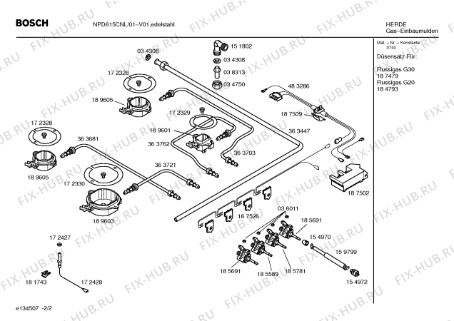 Взрыв-схема плиты (духовки) Bosch NPD615CNL Bosch - Схема узла 02