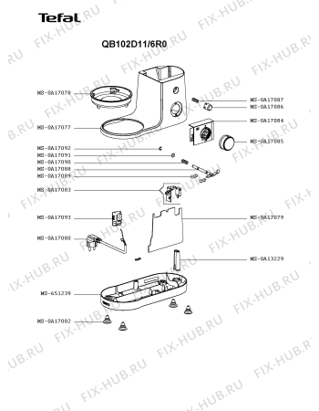 Схема №3 QB102D11/6R0 с изображением Часть корпуса для кухонного измельчителя Tefal MS-651238