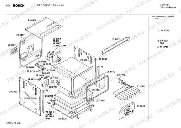 Взрыв-схема плиты (духовки) Bosch HEE640D - Схема узла 02