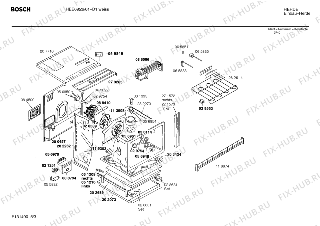 Взрыв-схема плиты (духовки) Bosch HEE6926 - Схема узла 03