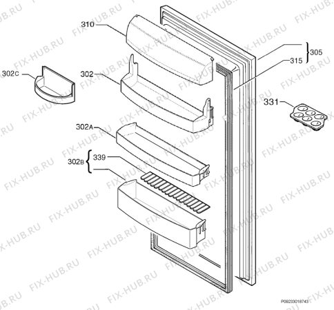 Взрыв-схема холодильника Juno Electrolux JRN40101 - Схема узла Door 003