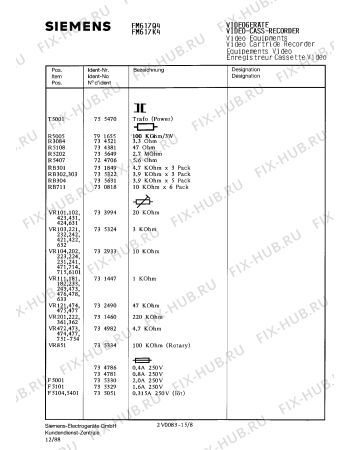 Схема №10 FM617K4 с изображением Сервисная инструкция для видеоаппаратуры Siemens 00535288