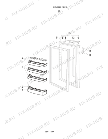 Схема №2 C290 - 1704A с изображением Лоток (форма) для холодильной камеры Whirlpool 482000017152
