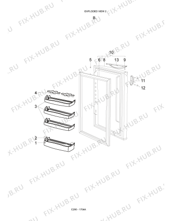 Схема №2 C290 - 1704A с изображением Уплотнение для холодильной камеры Whirlpool 482000017153