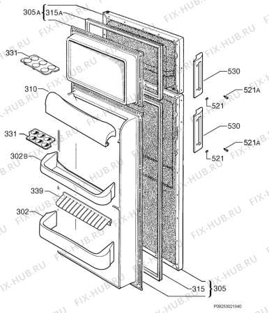 Взрыв-схема холодильника Rex Electrolux RD24S - Схема узла Door 003