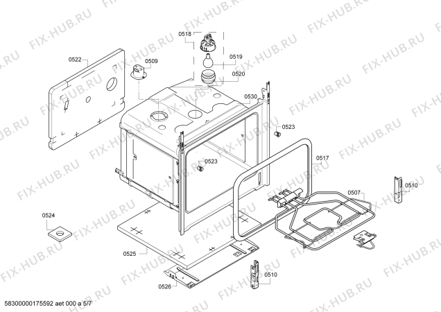 Взрыв-схема плиты (духовки) Bosch HGV52D153T Bosch - Схема узла 05