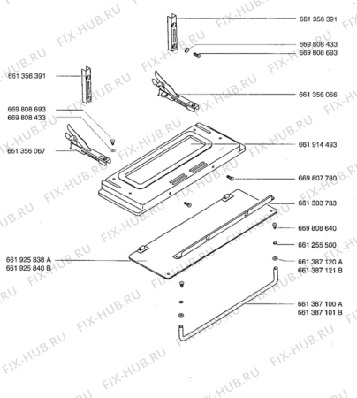 Взрыв-схема плиты (духовки) Aeg 5211V-W - Схема узла H10 Grill door assy