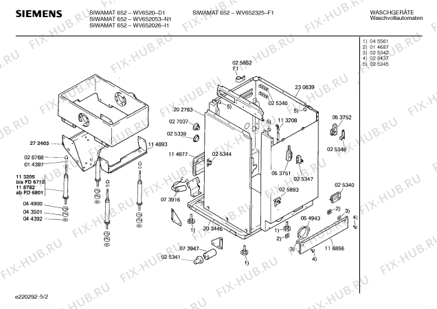 Взрыв-схема стиральной машины Siemens WV652325 SIWAMAT PLUS 652 - Схема узла 02