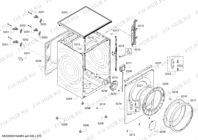 Взрыв-схема стиральной машины Bosch WAT28780TR - Схема узла 02