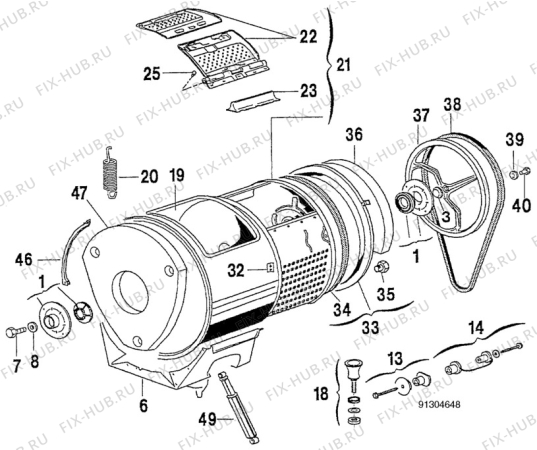 Взрыв-схема стиральной машины Electrolux EW812K - Схема узла W30 Drum C