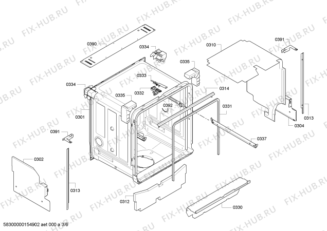 Взрыв-схема посудомоечной машины Bosch SMV50E80EU - Схема узла 03