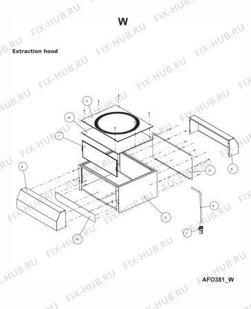 Схема №14 AFO 381 с изображением Запчасть для составляющей Whirlpool 482000022162