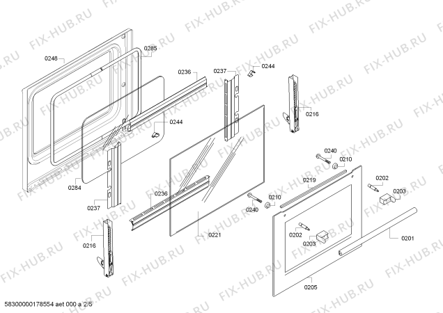 Схема №3 HBA63B222F H.BO.PY.L3D.IN.GLASS.B2a.B.E3_C/// с изображением Внешняя дверь для плиты (духовки) Bosch 00798636