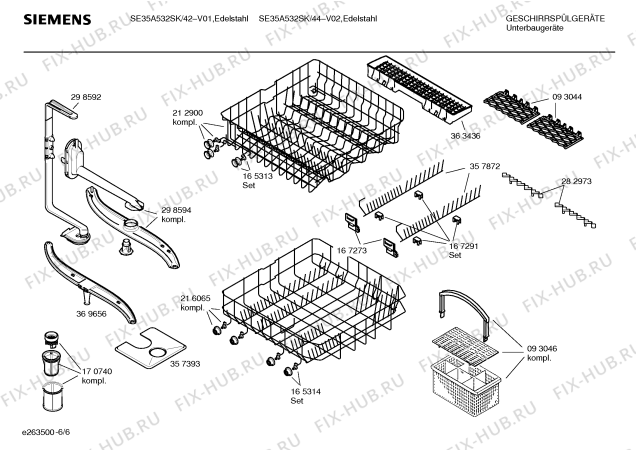 Взрыв-схема посудомоечной машины Siemens SE35A532SK - Схема узла 06