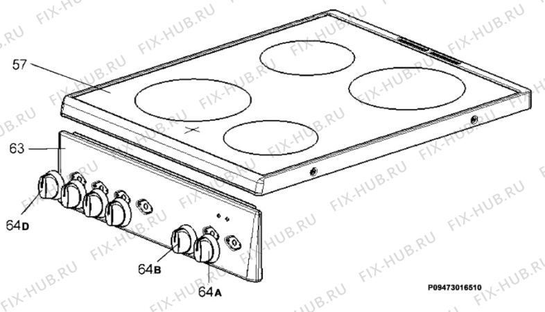 Взрыв-схема плиты (духовки) Rosenlew RKK504 - Схема узла Section 4