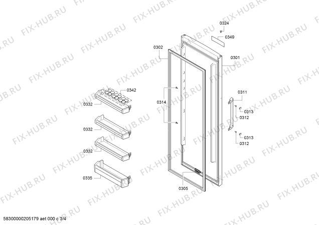Схема №2 KS29VVW3P Siemens с изображением Дверь для холодильника Bosch 00716509