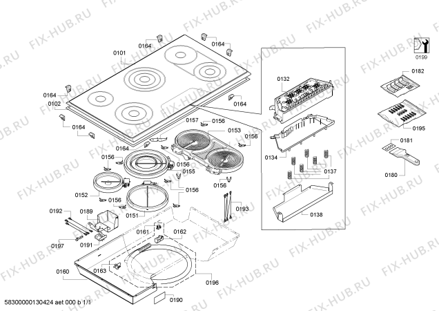 Схема №1 CET366FS с изображением Модуль управления для плиты (духовки) Bosch 00709015