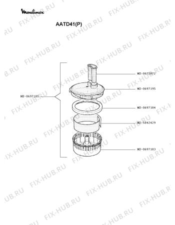 Взрыв-схема кухонного комбайна Moulinex AATD41(P) - Схема узла ZP000377.9P3