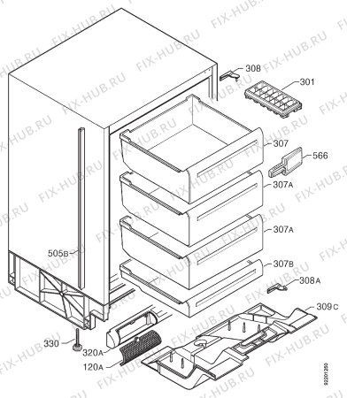 Взрыв-схема холодильника Arthurmartinelux AU6220U-1 - Схема узла Housing 001