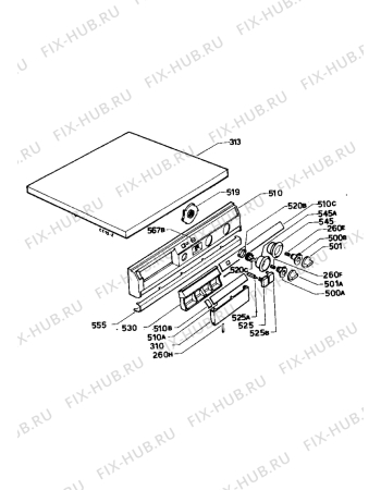 Взрыв-схема стиральной машины Electrolux WH522 - Схема узла Control panel and lid