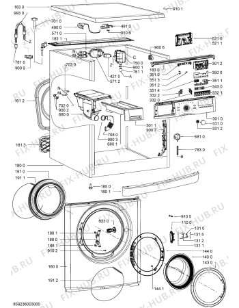 Схема №1 AWS 6126 с изображением Обшивка для стиралки Whirlpool 481010544307