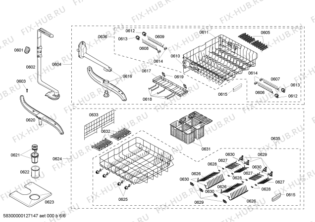 Взрыв-схема посудомоечной машины Bosch SHV98M03UC - Схема узла 06