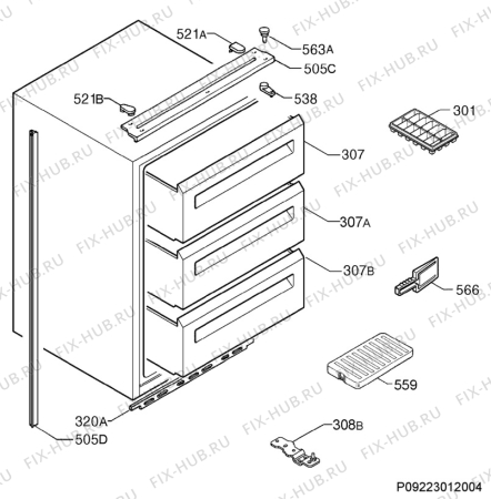 Взрыв-схема холодильника Aeg Electrolux AGS57200S0 - Схема узла Housing 001