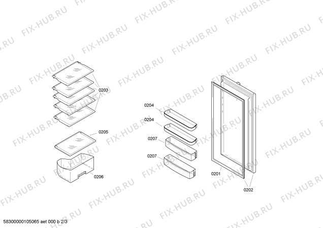 Схема №3 KIR25472FF с изображением Дверь для холодильной камеры Bosch 00236213