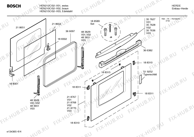 Схема №2 HEN215C с изображением Инструкция по эксплуатации для электропечи Bosch 00581259