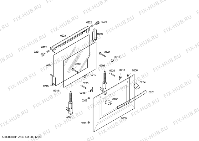 Схема №2 HBN56W850E Horno bosch indep.multf.3d.inox.reloj e2 с изображением Внешняя дверь для электропечи Bosch 00473565