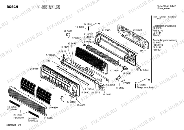 Схема №1 B1RKI18102 с изображением Инструкция по установке/монтажу для климатотехники Bosch 00529142