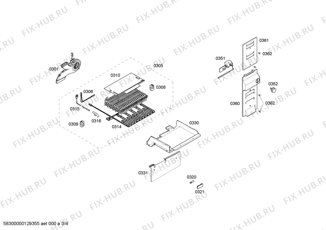 Взрыв-схема холодильника Bosch KGN36X74 - Схема узла 03