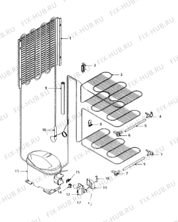 Взрыв-схема холодильника Electrolux EU1040T - Схема узла Cooling system 017