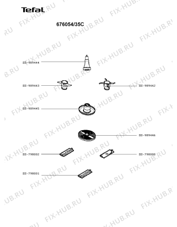 Взрыв-схема кухонного комбайна Tefal 676054/35C - Схема узла PP003523.3P2