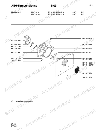 Взрыв-схема плиты (духовки) Aeg 50370V-W S 400V - Схема узла Section6