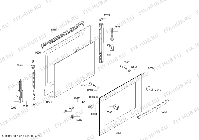 Схема №2 HBA23B223E horno.BO.2d.b2.E0_CIF.f_glass.blanco с изображением Внешняя дверь для электропечи Bosch 00688974