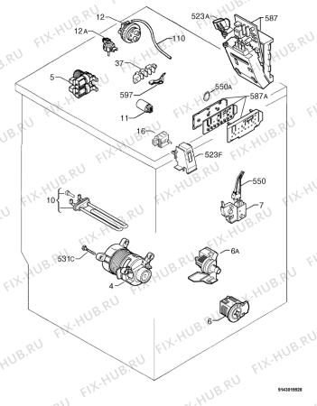 Взрыв-схема стиральной машины Zanussi Electrolux ZWF1640W - Схема узла Electrical equipment 268