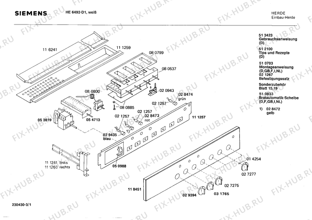 Схема №2 HE6492 с изображением Крышка для плиты (духовки) Siemens 00118451
