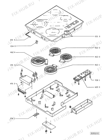 Схема №1 HOB495S HOB 495 S 500 380 34 с изображением Плита Whirlpool 481925998635