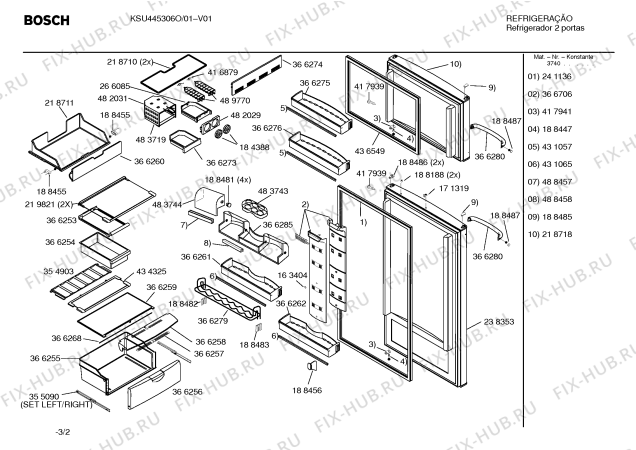 Взрыв-схема холодильника Bosch KSU445306O, BOSCH - Схема узла 02