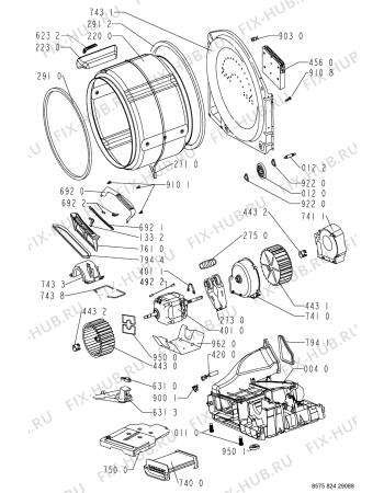 Схема №1 AWZ 8238 с изображением Блок управления для сушилки Whirlpool 480112100971