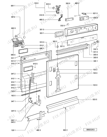 Схема №2 GI 458 IX с изображением Панель для электропосудомоечной машины Whirlpool 481245372314