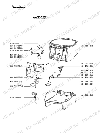 Взрыв-схема тостера (фритюрницы) Moulinex AAS352(0) - Схема узла HP002132.9P2