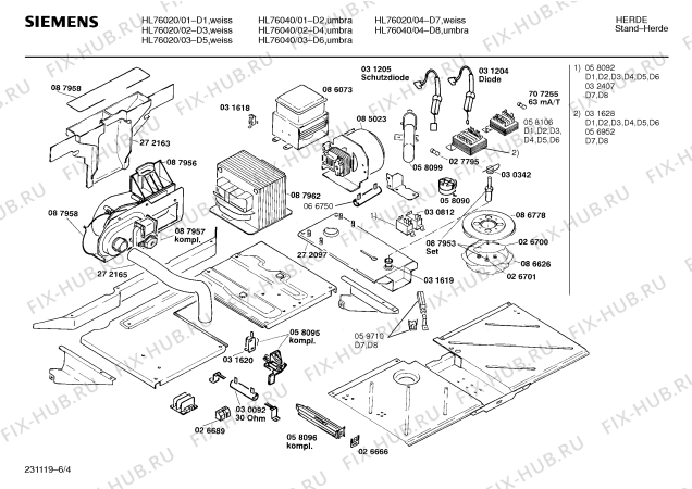 Взрыв-схема плиты (духовки) Siemens HL76020 - Схема узла 04