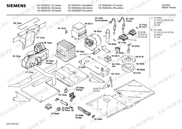 Схема №4 HL76020DK с изображением Привод для духового шкафа Siemens 00065723