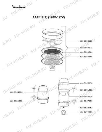 Взрыв-схема кухонного комбайна Moulinex AATF12(T) - Схема узла IP002406.6P4