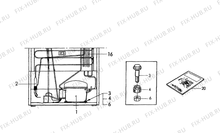 Взрыв-схема холодильника Electrolux EU2412C - Схема узла Functional parts