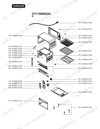 Схема №1 OT1108B2/GH с изображением Противень (решетка) для плиты (духовки) Seb FS-9100012359