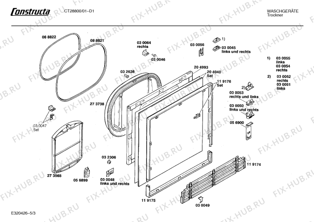 Схема №4 CT28010 CT2801 с изображением Уплотнитель двери для электросушки Siemens 00088821